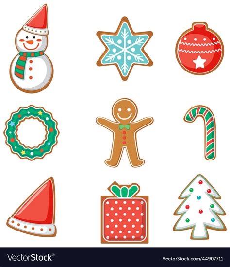 Christmas Gingerbread Cookies Collection Vector Image