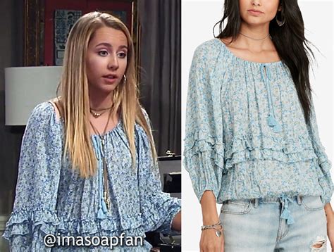 Josslyn Jackss Blue Floral Peasant Top General Hospital Season 55