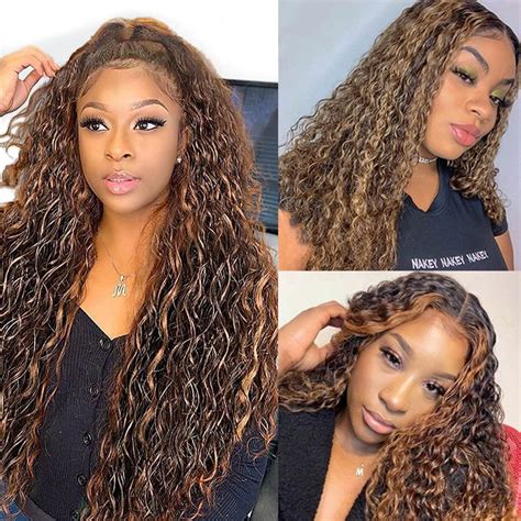 Honey Blond Highlight Piano Color P Water Wave Lace Wig Lace Frontal Blonde Highlights