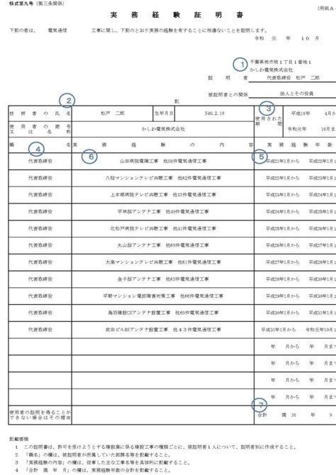 実務 経験 証明 書 自分 で 記入