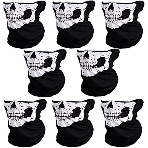 Cikishield Skull Face Mask Seamless Bandanas Black White 8pcs Pricepulse