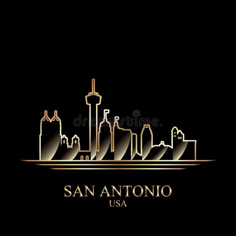 San Antonio Texas City Skyline Silhouette Black Background Stock Vector ...