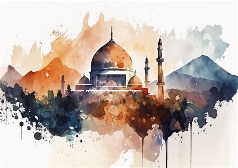 Premium Vector | The beauty of islamic heritage in watercolor mosques