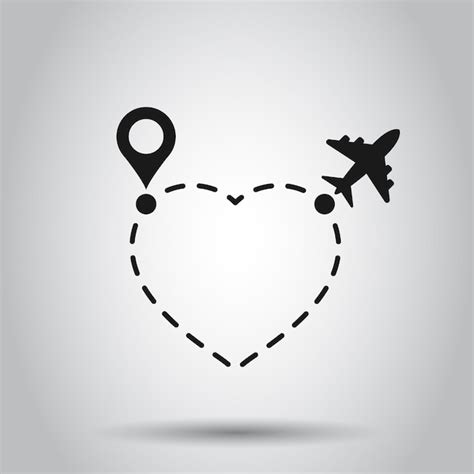 Premium Vector Love Travel Route Icon In Transparent Style Airplane