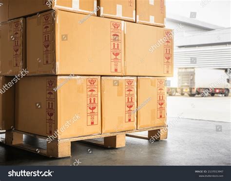 Packaging Boxes Stacked On Pallet Loading Stock Photo 2137013947