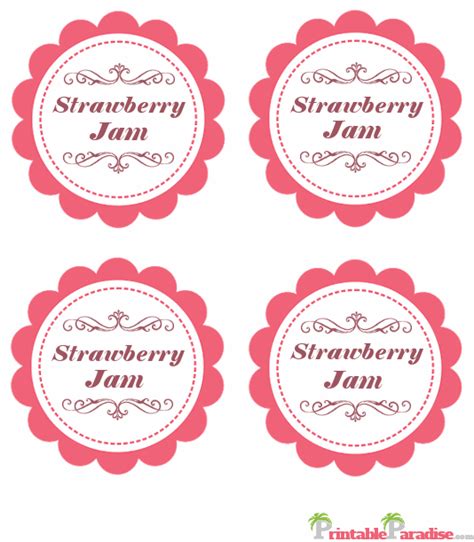 Printable Strawberry Jam Canning Jar Labels