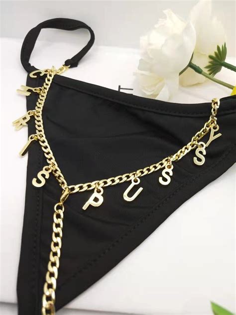 Personalized Name Thong Bikini G String Panties18k Cuban Etsy