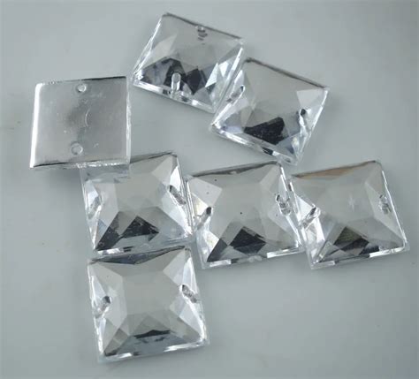 Both Ends Hole Lots Faceted Square 14mm Clear Acrylic Resin Crystal