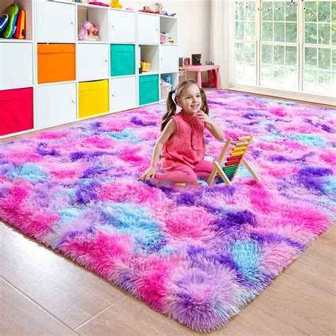 Junovo Fluffy Soft Area Rugplush Rugs For Girls Bedroomshaggy Rugs