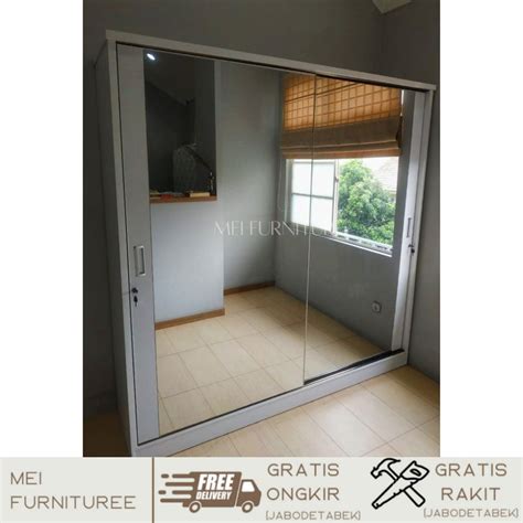 Lemari Sliding Door 2 Pintu Full Cermin Minimalis Murah Lemari