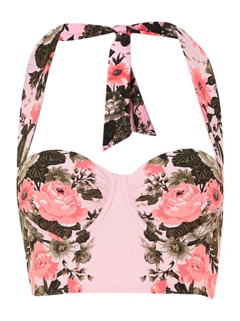 Seafolly Bella Rose Long Line Bustier Bikini Top In Pink Lyst