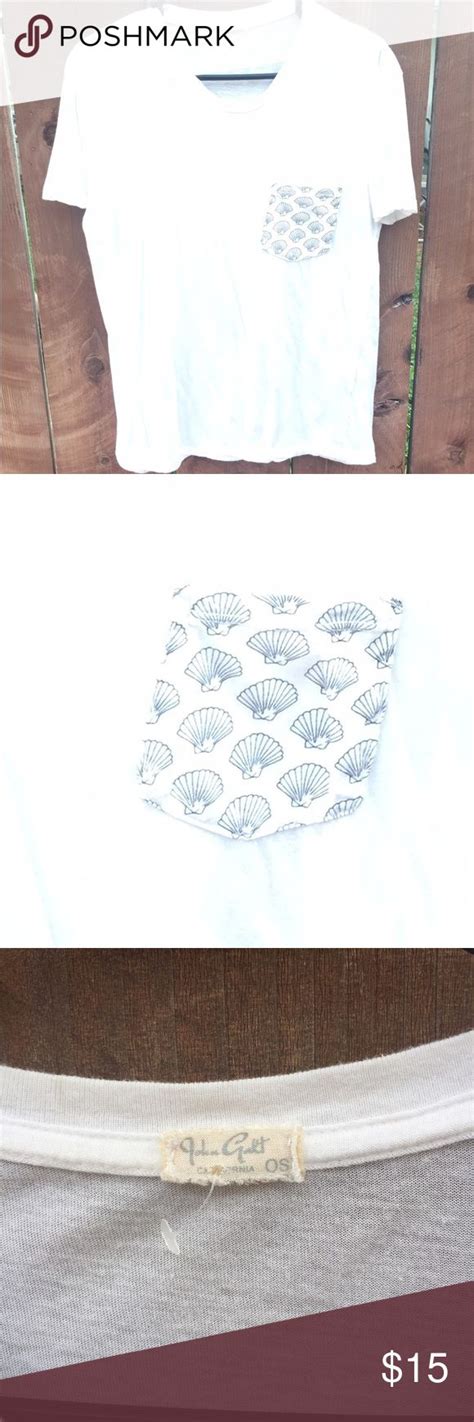 Mermaid Seashell Pocket Tee John Galt For Brandy Melville Brand White