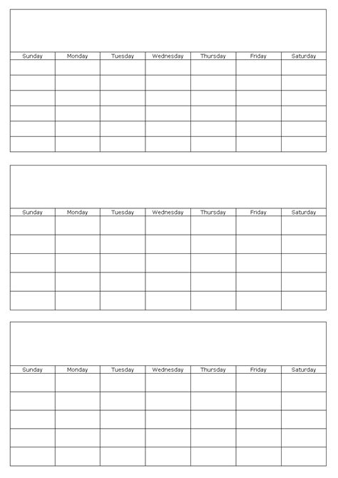 Free Calendar Template 3 Months Per Page Printable Templates Free