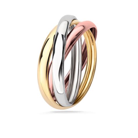 Sortija Tricolore En Oro Amarillo Blanco Y Rosa De 18 Kt Mumit