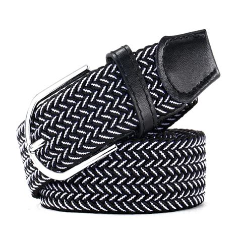 Men Casual Multi Color Braided Elastic Belt With Alloy Pin Buckle Buy