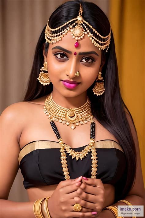 IMake Porn Indian Girl With Gold Jewels And Black And White Color Saree