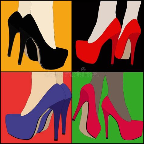 Piernas Y Zapatos Del Mujeres En Un Tributo Al Arte Pop Stock De