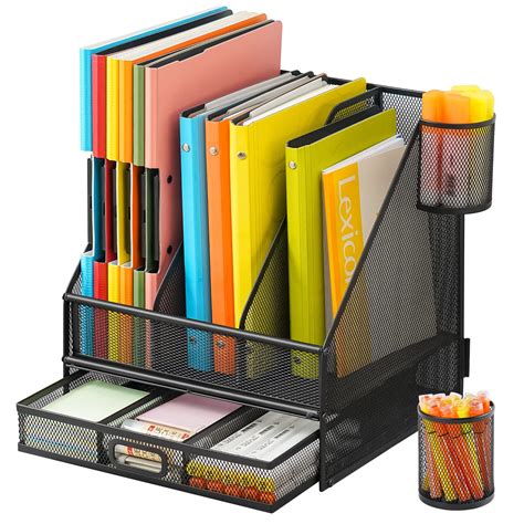 Buy MarbrasseDesk Organizers with File Holder, 3 Vertical Compartments ...