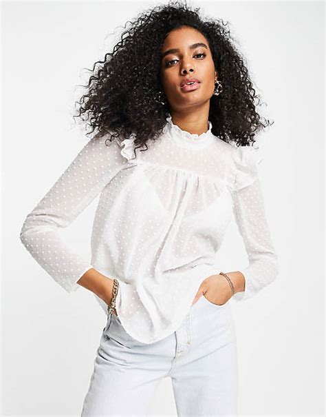 River Island Chiffon Smock Blouse In White Asos