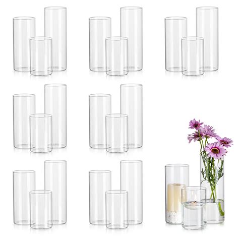 Glasseam Clear Cylinder Vases Set 24Pcs Glass Vases For Centerpieces