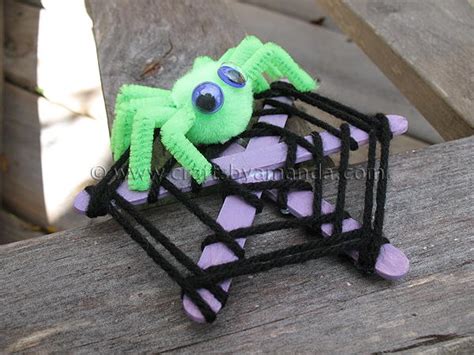 Popsicle Stick Spider Web | AllFreeHolidayCrafts.com