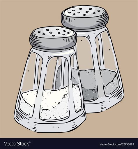 Jar Salt And Pepper Hand Drawn A Royalty Free Vector Image