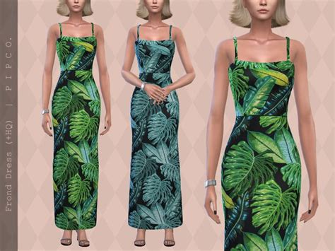 Pipco S Frond Dress Sims 4 Dresses Dress Hot Weather Outfits