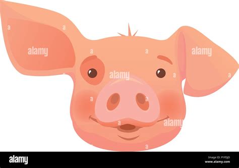 Cute Pig Cartoon Pig Head Isolated Vector Illustration Stock Vector