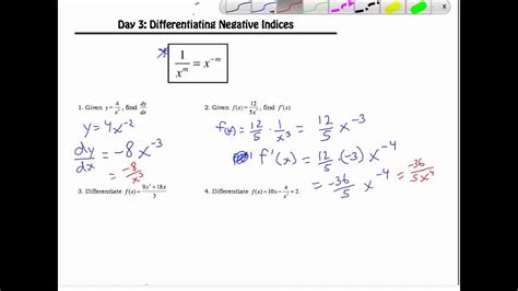 Derivatives With Negative Exponents Youtube