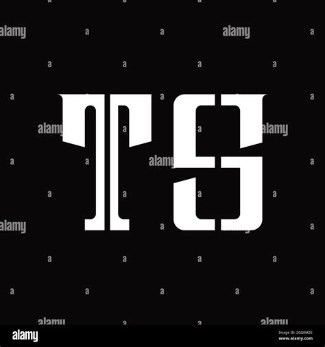 TS Logo Monogram With Middle Slice On Blackground Design Template Stock