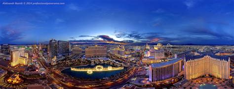 Las Vegas At Dusk Spherical Panorama From Eiffel Tower Panoramic