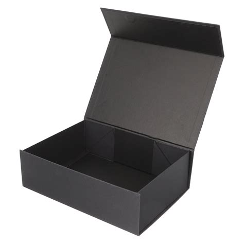 Boîte magnétique pliable noire avec couvercle de fermeture coffrets