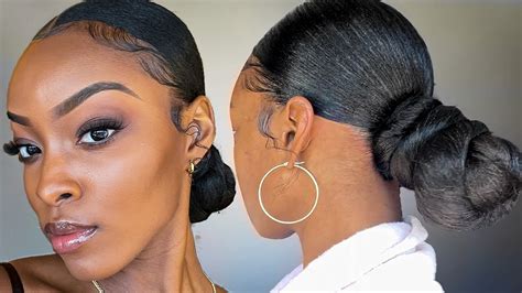 Slick Back Low Bun Natural Hair Tutorial Youtube