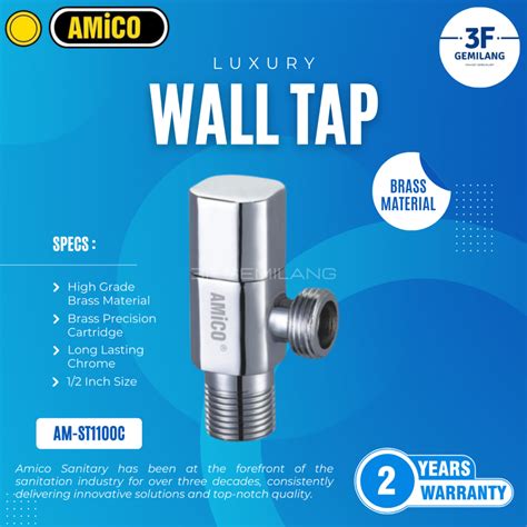 Jual Amico Premium Kran Stop Toilet Single Wc Jet Shower Valve Tembok