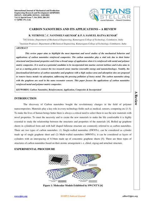 (PDF) CARBON NANOTUBES AND ITS APPLICATIONS-A REVIEW