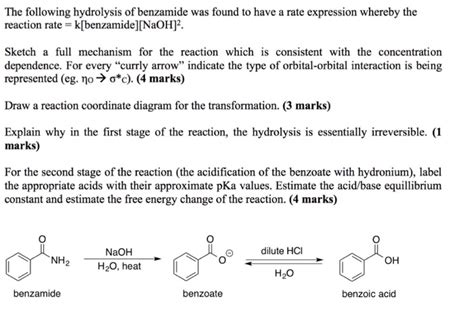 Solved The Following Hydrolysis Of Benzamide Was Found To