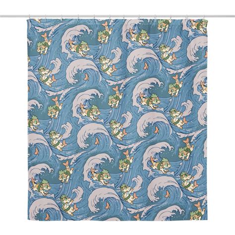 Surfing Sushi Dragons Shower curtain – SixthLeafClover Studios