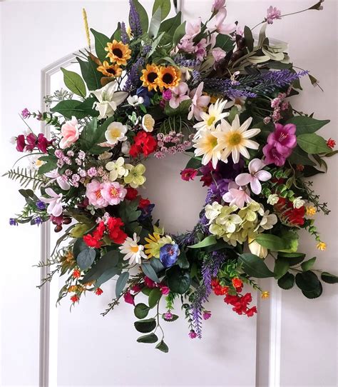 Pastel Wreath Spring Floral Wreath Summer Floral Summer Flowers