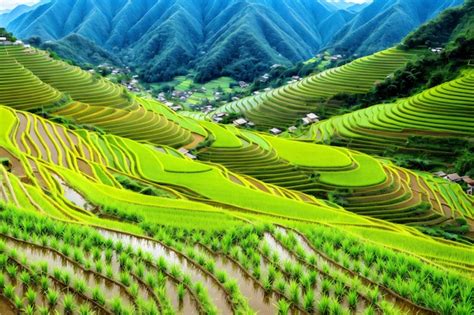 Premium Photo | Terraces rice fields on mountain