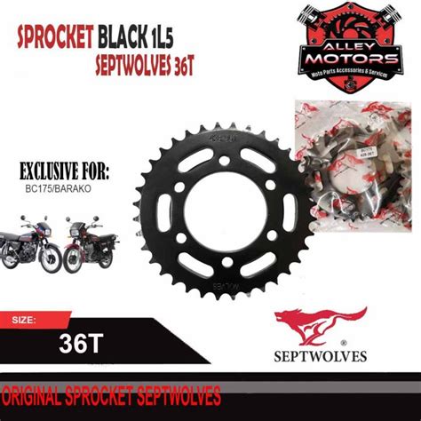 SPROCKET 36T BC175 BARAKO BLACK SEPTWOLVES 1L5 By Alley Motors Lazada PH