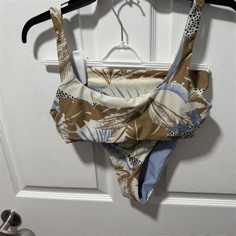 Tan And Blue Floral Bikini Top And Bottom Beachyvibes Depop