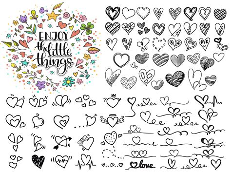 10 Sheets of Minimal Heart Tattoo Designs, Fine Line Tattoo, Stencil ...