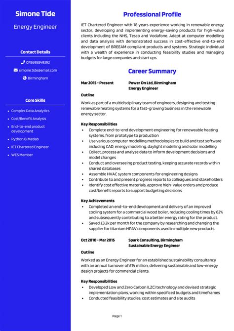 Energy Engineer Cv Example Guide Land Great Jobs