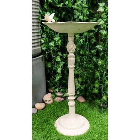 Rustic White Cast Iron Hummingbird Victorian Bird Feeder Bath Garden