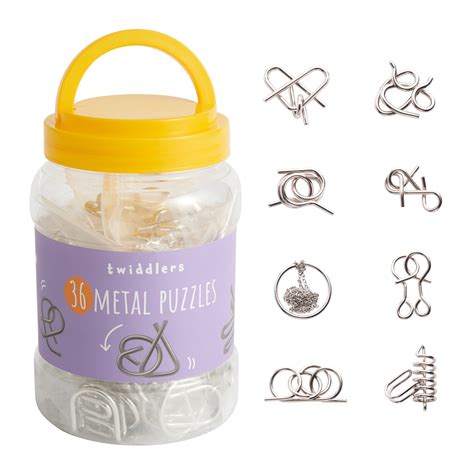 Metal Brain Teaser Puzzles Toy Tub - Portable Mental Challenge