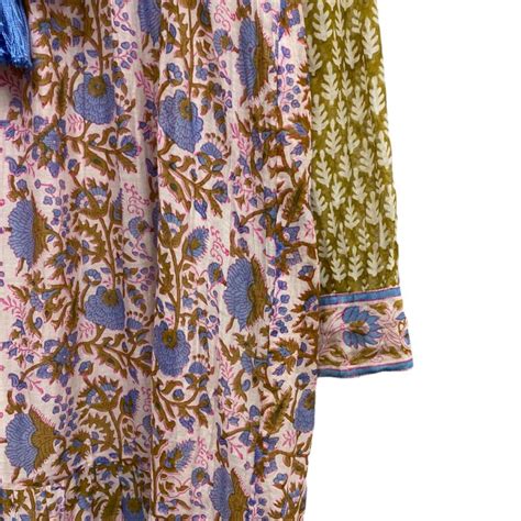 エスゼット ブロックプリント SZ Blockprints Silk Jodhpur Dress総柄コットンシルクドレスワンピース ピンク