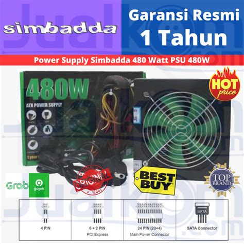 Jual Power Supply Simbadda 480 Watt PSU PowerSupply Unit 480Watt 80