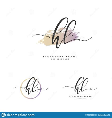 Hl Escritura A Mano De Carta Inicial Y Logotipo De Firma Un Logotipo