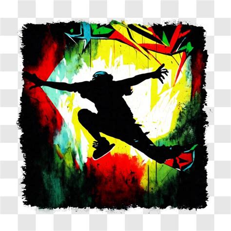 Download Skateboarding Stunt with Colorful Graffiti Background PNGs ...