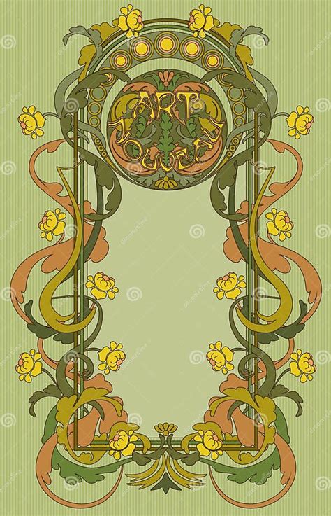 Floral Frame In Art Nouveau Style Invitation Vip Card Stock Vector